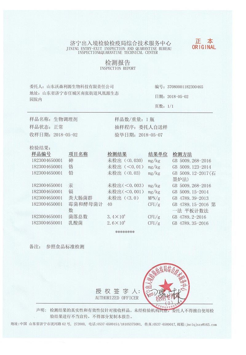 濟寧檢驗局檢查報告